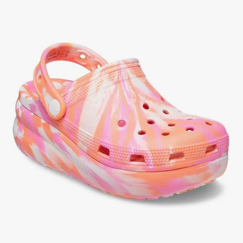 Crocs Classic Cutie Crush Marbled Platform Clogs - Papaya